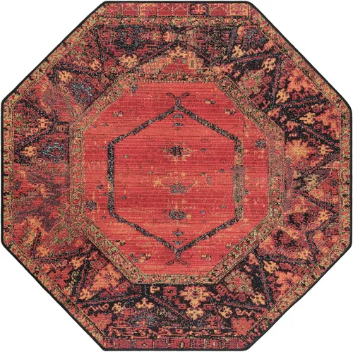 Vista 3 de Unique Loom Colección Outdoor Tribal - Alfombra Quepos (4' 1" Octógono Multi/Negro)