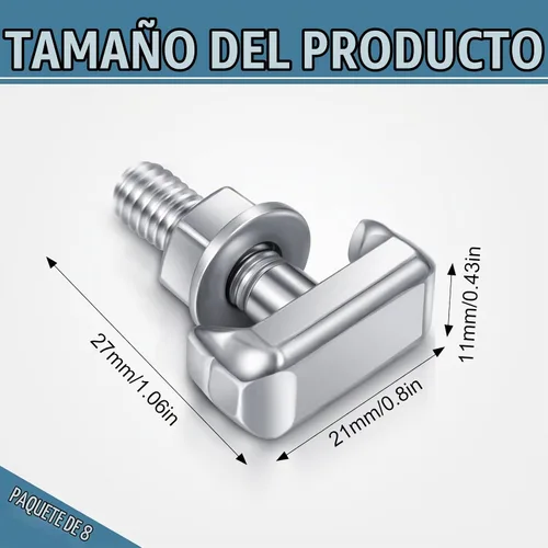 Vista 2 de Tallew - Kit de 8 tornillos en T para terminales de batería, compatible