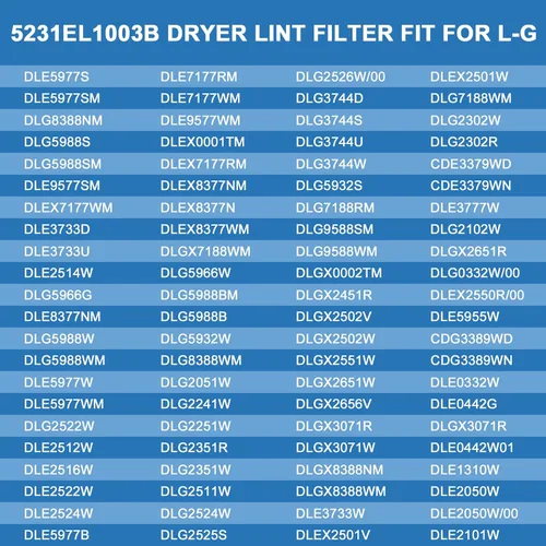 Vista 5 de AMI PARTS 5231EL1003B Filtro de pelusa para secadora compatible con pantalla de pelusa de ventilación de secadora Lg Reemplazar el filtro de pelusa