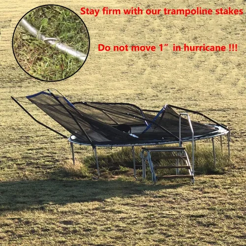Vista 3 de Anclajes de estacas para trampolín resistentes, estacas de viento alto en forma de U, extremos afilados, anclaje de tierra de acero galvanizado