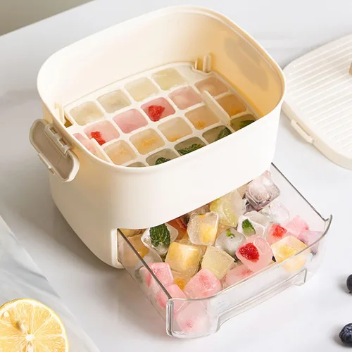 Vista 8 de Bandeja tipo cajón con tapa, apilable, congeladores, contenedor para cocteles, almacenamiento de alimentos para bebés