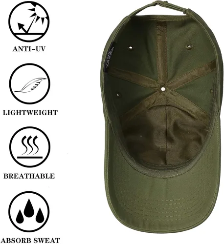 Vista 6 de IIN Gorra de béisbol con bandera estadounidense para hombres y mujeres, de bajo perfil, operador táctico militar liso para papá