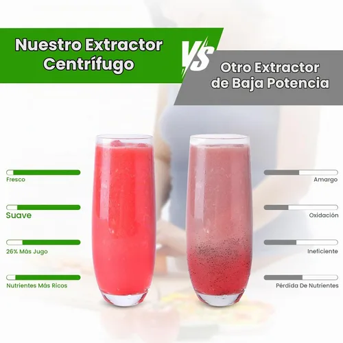Vista 3 de Moclever - Máquina exprimidora centrífuga de 1000W para frutas y verduras - Extractor de jugo con control de 2 velocidades, tolva de alimentación