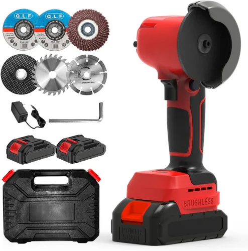 Vista 8 de ZFULVO Kit de amoladora angular de cepillo inalámbrico, mini herramienta de molienda angular eléctrica de 19500 rpm con 2 baterías de 16.8 V 2000