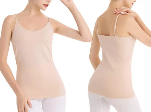 Vista 4 de Comfyin Camiseta sin costuras para mujer ajustable con correa de espagueti sin mangas