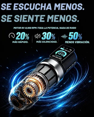 Vista 5 de Kit de pistola de tatuaje inalámbrica POSEIDON 2 baterías 7 tiempos Negro