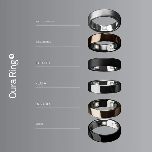 Vista 8 de Oura Ring 5 Smart Wearable - Plata - Talla 9 - Rastreador de actividad Plateado