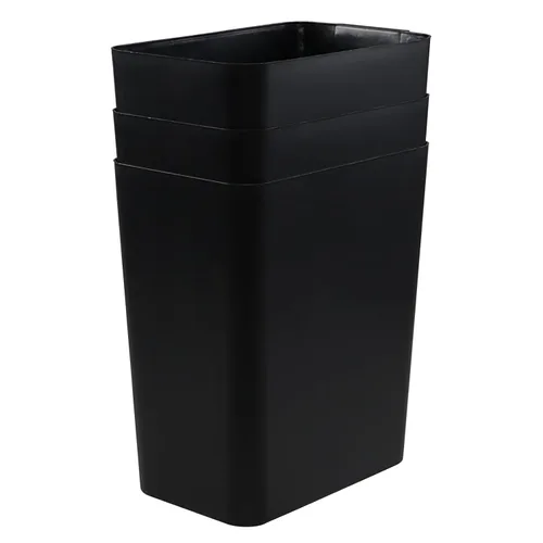 Vista 4 de Xyskin Cubo de basura de plástico de 4.5 galones, papelera de escritorio, basura, negro, paquete de 3