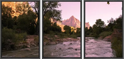 Vista 32 de SIGNWIN Lienzo enmarcado para pared, juego de decoración de guardería de bosques, niebla y niebla sobre bosque de montaña oscura, naturaleza, arte