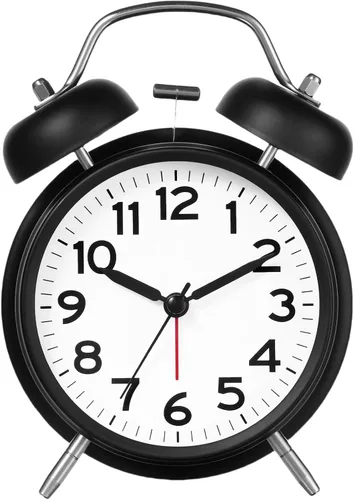 Vista 10 de AKCISOT - Reloj despertador de alarma fuerte para personas con sueño profundo, 11,43 cm de reloj analógico de campana doble de metal, funciona