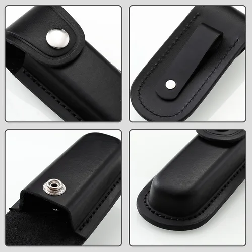 Vista 6 de Funda para cuchillo de bolsillo, estuche plegable de 4" para cuchillo de bolsillo EDC, funda de cuchillo portátil de cuero con cierre de presión