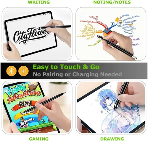 Vista 2 de PRO - Lápiz capacitivo para Samsung Galaxy Tab 4 10.1 SM-T530 con tinta, alta precisión, extra sensible, forma compacta para pantallas táctiles