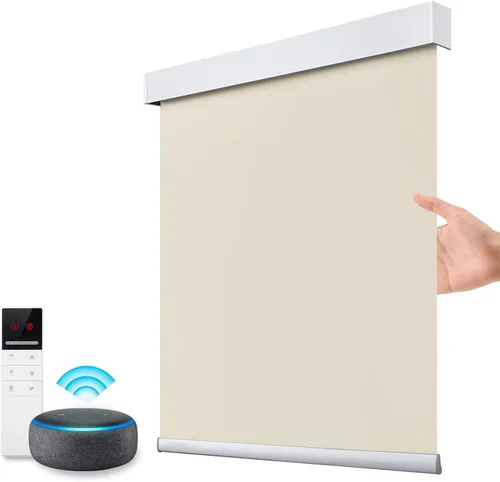Vista 10 de ZSTARR Persianas opacas motorizadas con control remoto inteligente, persianas enrollables recargables inalámbricas para ventanas, oficina, hogar