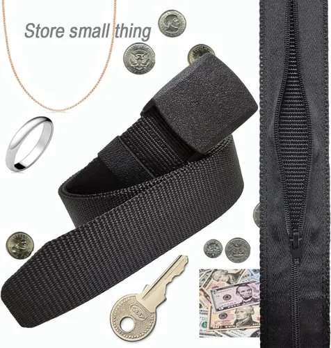 Vista 2 de PuPeiLife TSA Cinturón Militar Bolsillo Oculto - Hebilla de Plástico Negro