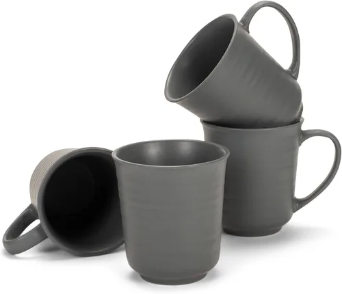 Vista 8 de Elanze Designs Juego de 4 tazas de café de cerámica de 17 onzas con acabado esmaltado blanco mate