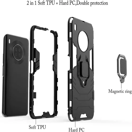 Vista 3 de Funda para Xiaomi Redmi Note 9T 5G/Redmi Note 9 5G, 2 en 1 híbrida resistente armadura a prueba de golpes Defender Kickstand Dual Layer Bumper Hard