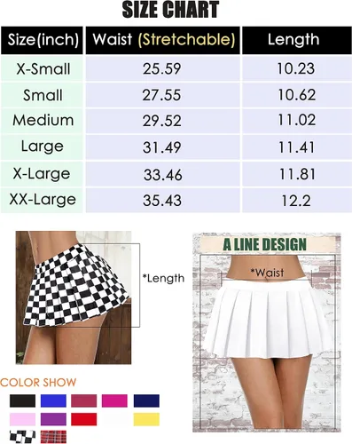 Vista 6 de Afibi Minifalda plisada con volantes y cintura elástica y sexy para mujer