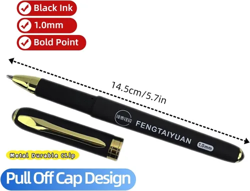 Vista 2 de Fengtaiyuan 10P18Pro, bolígrafos de tinta de gel, tinta negra, punta gruesa de 0.039 pulgadas, bolígrafos de escritura, suaves, paquete de 18
