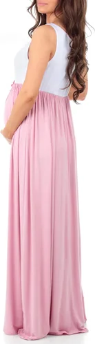 Vista 4 de Maxi vestido de maternidad sin mangas con pliegues y bloques