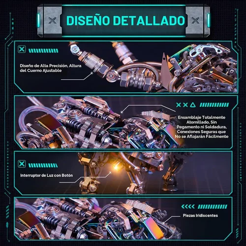 Vista 8 de Rompecabezas de metal 3D para adultos, kits de modelo de metal bisonte, rompecabezas de metal 3D, toros mecánicos, bloques de construcción, montaje