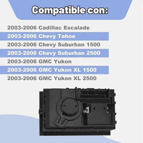 Vista 2 de Interruptor del limpiaparabrisas trasero, interruptor de control de luz antiniebla, compatible con Chevy Suburban 1500 2500 2003-2006 / Tahoe/GMC