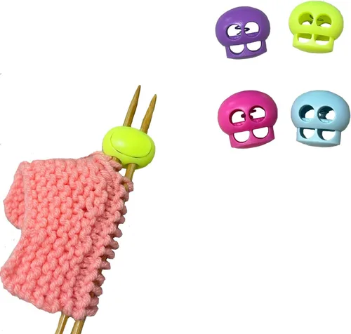 Vista 6 de SPANSEE 8 tapones de punto de punto de calaveras de colores, protector de punta de aguja de tejer, tapones de aguja de tejer, suministros de tejer