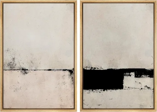 Vista 20 de SIGNWIN Lienzo enmarcado para pared, ilustraciones abstractas texturizadas en tonos beige terrosos, arte moderno, decorativo, contemporáneo