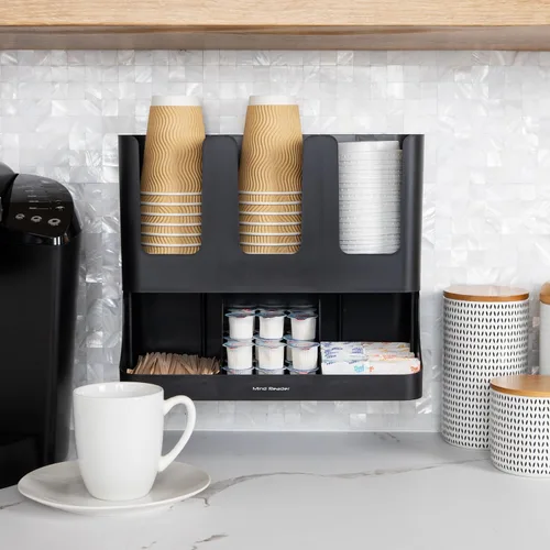 Vista 6 de Mind Reader "Flume" Organizador con 6 compartimientos para condimento y tazas, ninguno , Negro