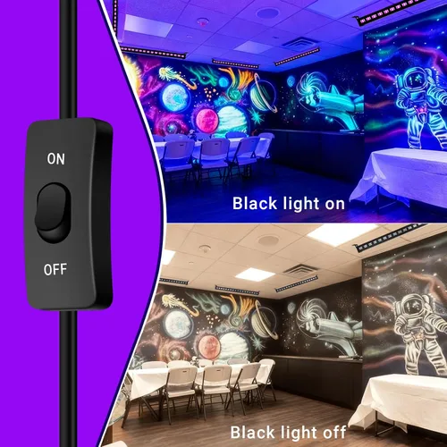 Vista 3 de Barra negra de luces, de OPPSK, cono 9 LEDs de 3 W, luz negra, negro metálico