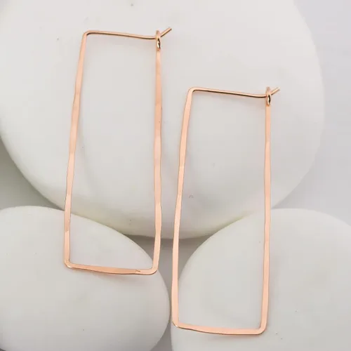 Vista 68 de Aretes de aro finos martillados, elegantes plata esterlina geométrica sólida, relleno de oro y relleno de oro rosa; para mujer por Lotus Stone