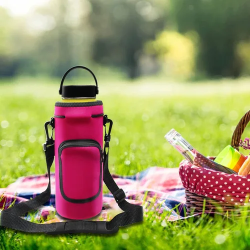 Vista 4 de Orchidtent - Funda de neopreno para botella de agua de 40 onzas, soporte aislado para botella de agua, correa acolchada ajustable para el hombro