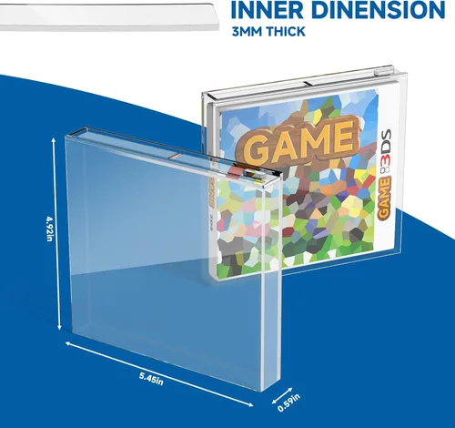 Vista 2 de Video Game Box Protector Case for 3DS Games, 3MM Clear Acrylic Display Case with Wall Mount Compatible with Nintendo 3DS Game Box (Pack of 1)