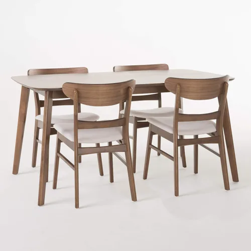 Vista 12 de Christopher Knight Home Idalia - Juego de comedor rectangular de 50 pulgadas, juego de 5 piezas, nogal natural y menta