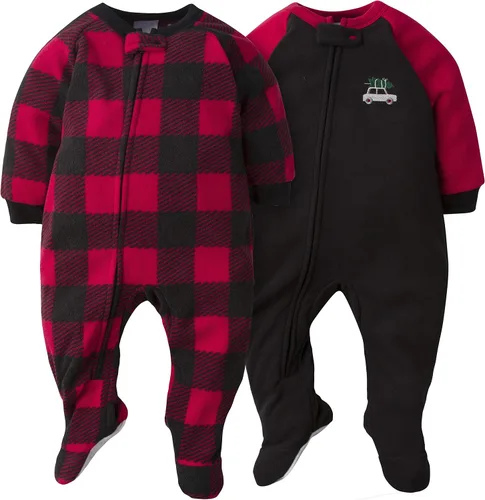 Vista 2 de Gerber Pijama de forro polar resistente al fuego para bebés y niños pequeños, paquete de 4