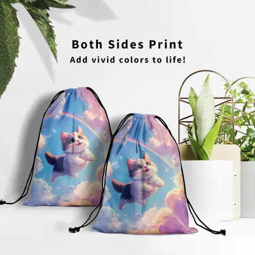 Vista 245 de Bolsa de agarre de gimnasia de piel de animal, bolsa de gimnasia con cordón ajustable, bolsa de cuerda para fauna silvestre, Mariposas Galaxy