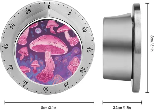Vista 2 de Pink Mushroom Kitchen Timers for Cooking,Meeting Timer Suitable for Home School Supplies, Study Tools, Desks, Office Desk Timers,Silent Operation