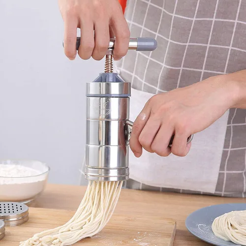Vista 2 de Máquina manual para hacer pasta de fideos, herramienta de cocina de espagueti, máquina de prensa de acero inoxidable, máquina de prensa para pasta