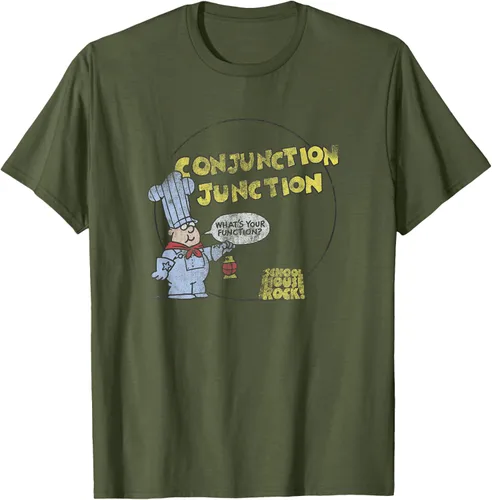 Vista 6 de Schoolhouse Rock Conjunction Junction Conductor Retro TV Camiseta Asfalto