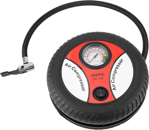 Vista 2 de Bomba portátil del compresor de aire del coche 12V, inflador visual del neumático de la bici de la motocicleta del indicador de presión del neumático