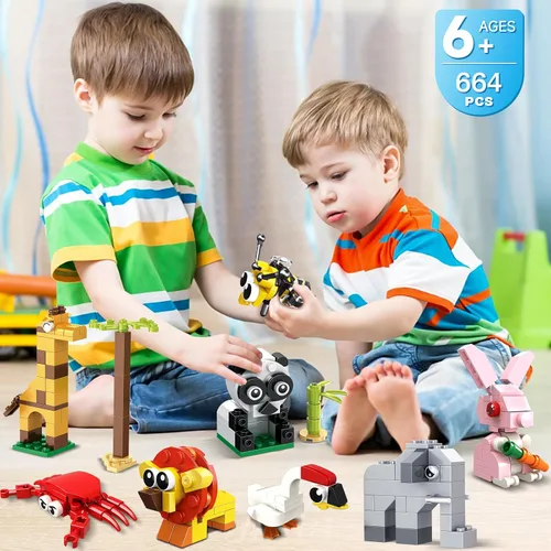 Vista 9 de HOGOKIDS Paquete de 20 recuerdos de fiesta para niños – Juego de bloques de construcción de animales para niños, Pascua, día de San Valentín