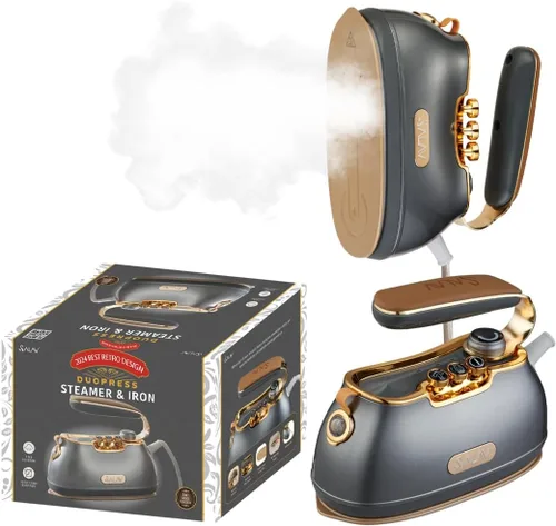 Vista 11 de SALAV Retro Edition Duopress - Vaporizador y plancha de mano, placa de cerámica, 1000 W, vapor sin goteo, vapor vertical y horizontal, esmeralda