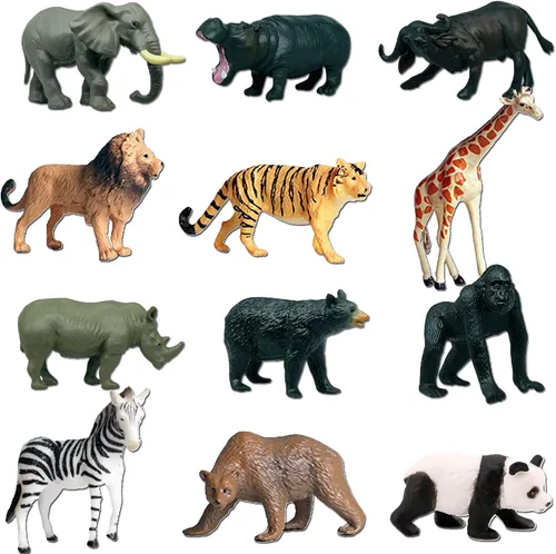 Vista 9 de 12 piezas de mini juguetes africanos de animales salvajes para niños, figuras realistas del mundo de safari, figuras de animales, juguete ideal