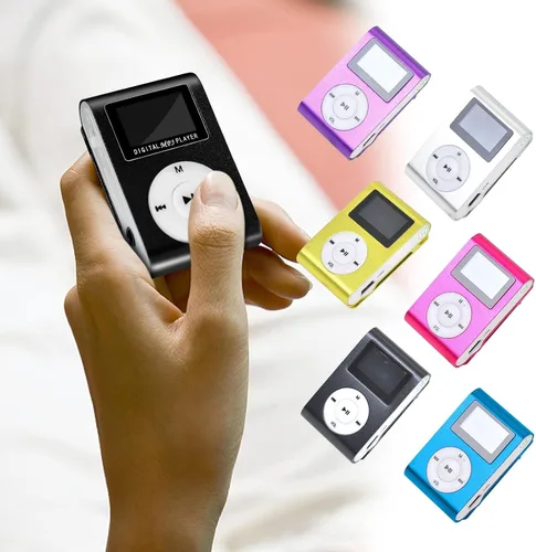 Vista 5 de Reproductor de MP3 para deportes, reproductor de música portátil USB de viaje con altavoz, pantalla LCD, música digital, tiempo de espera Negro
