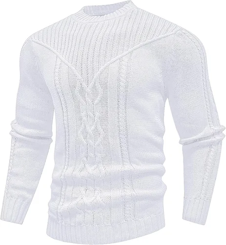 Vista 17 de SAVKOOV - Suéter de punto con cuello redondo y manga larga para hombre Verde Armada (ArmyGreen)