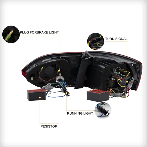 Vista 6 de VLAND Luces traseras LED para Jetta Sagitar 12-14 2011-2014 (no compatible con GLI y versión LED), montaje completo de lámpara trasera LED, rojo