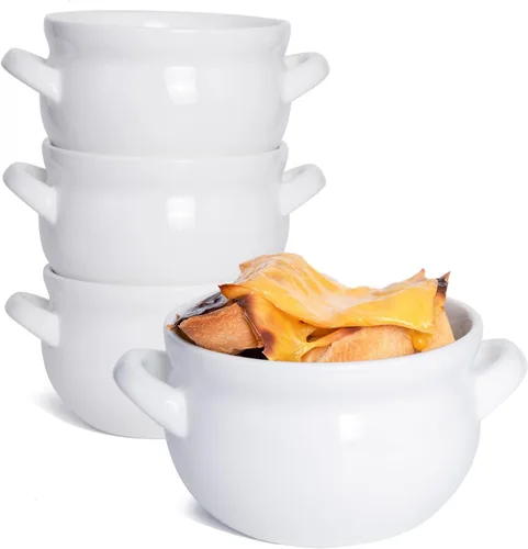 Vista 12 de Vumdua Tazones de Sopa de Cebolla Francesa con Asas, Cuencos de Cerámica para Servir Sopa de 16 Oz Crocks - Cuencos Aptos para Horno para Chile
