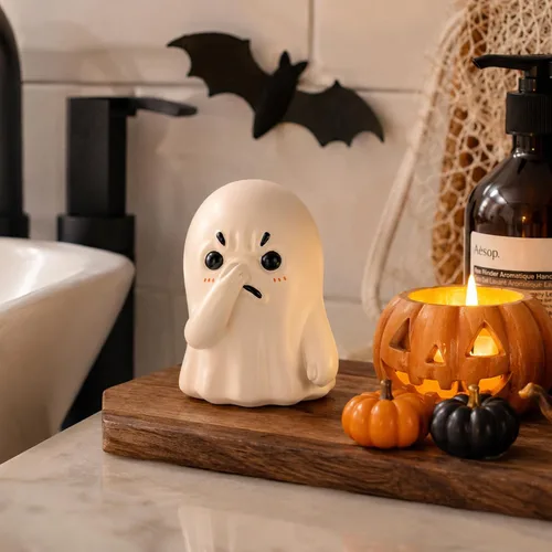 Vista 8 de Linda estatua de fantasma de nariz sostenible, decoración de estante de baño peculiar, divertida decoración de inodoro, regalo creativo único