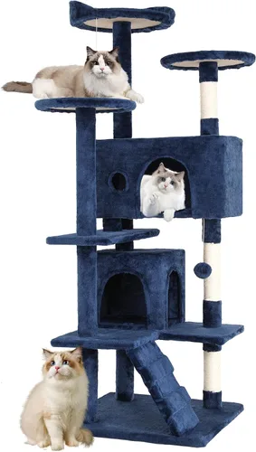 Vista 25 de FDW Torre de árbol para gatos de 54 pulgadas Ceniciento Centro de Ashy
