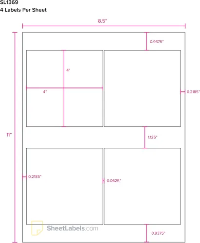 Vista 4 de Etiquetas de 4 x 4 pulgadas de SheetLabels.com, imprimibles con láser o inyección de tinta, fáciles de pelar, 400 etiquetas - 100 hojas