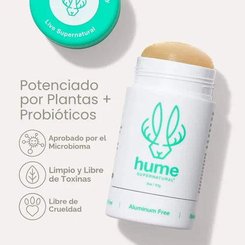 Vista 3 de Hume Supernatural Desodorante sin aluminio Roll On para mujeres y hombres, seguro para pieles sensibles, probiótico y a base de plantas, absorbe